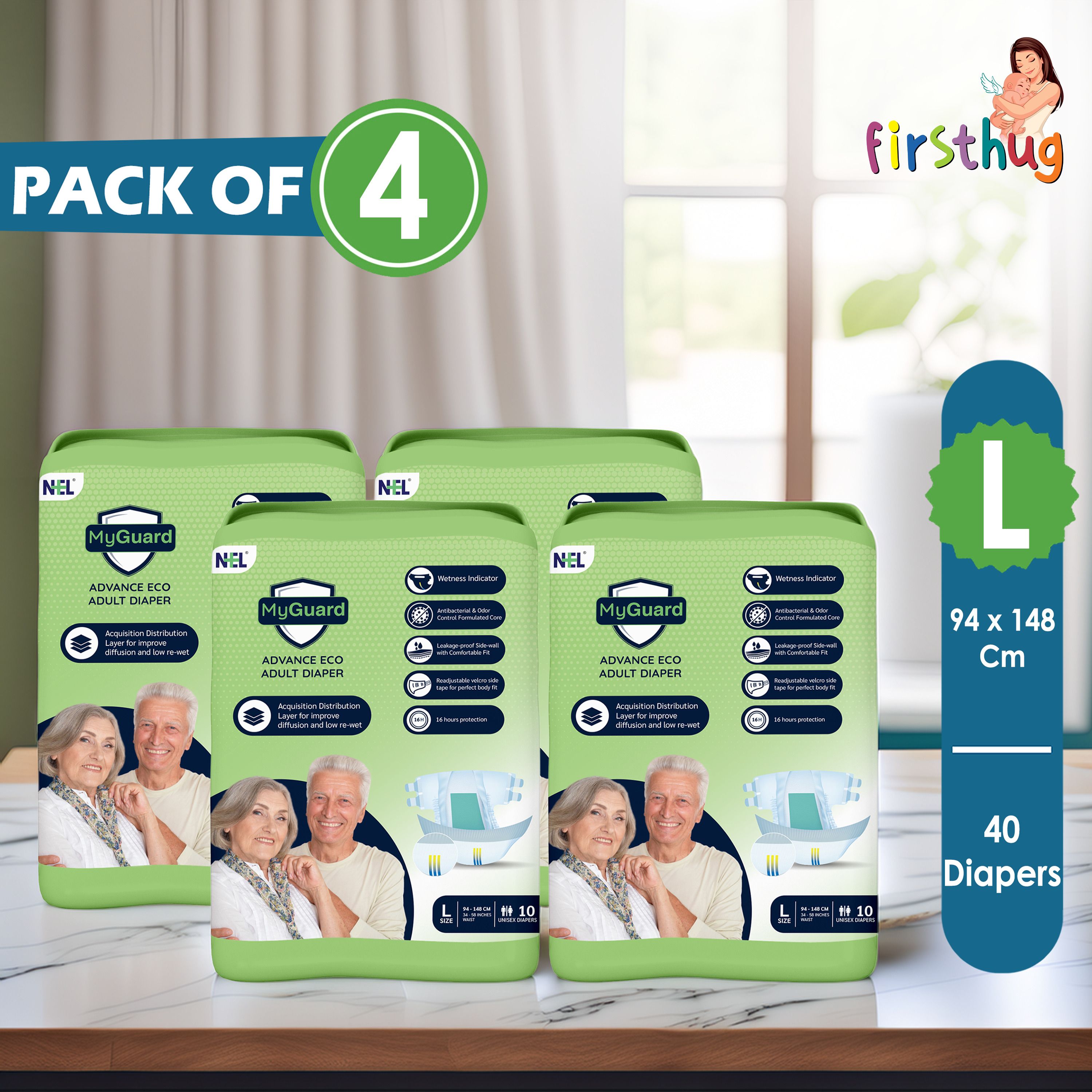 myguard Eco Adult Open Tape Diaper | Large | Wetness Indicator | Leak Guard | Pack of 4 Adult Diapers - L-picture-31