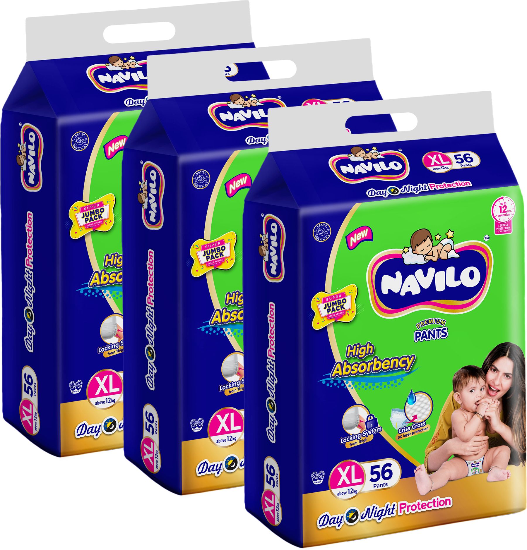 Jumbo Pack Premium Baby Diaper Pants With Criss Cross 3x Layer Protection, 12+kg Pant Diapers - XL-image-20