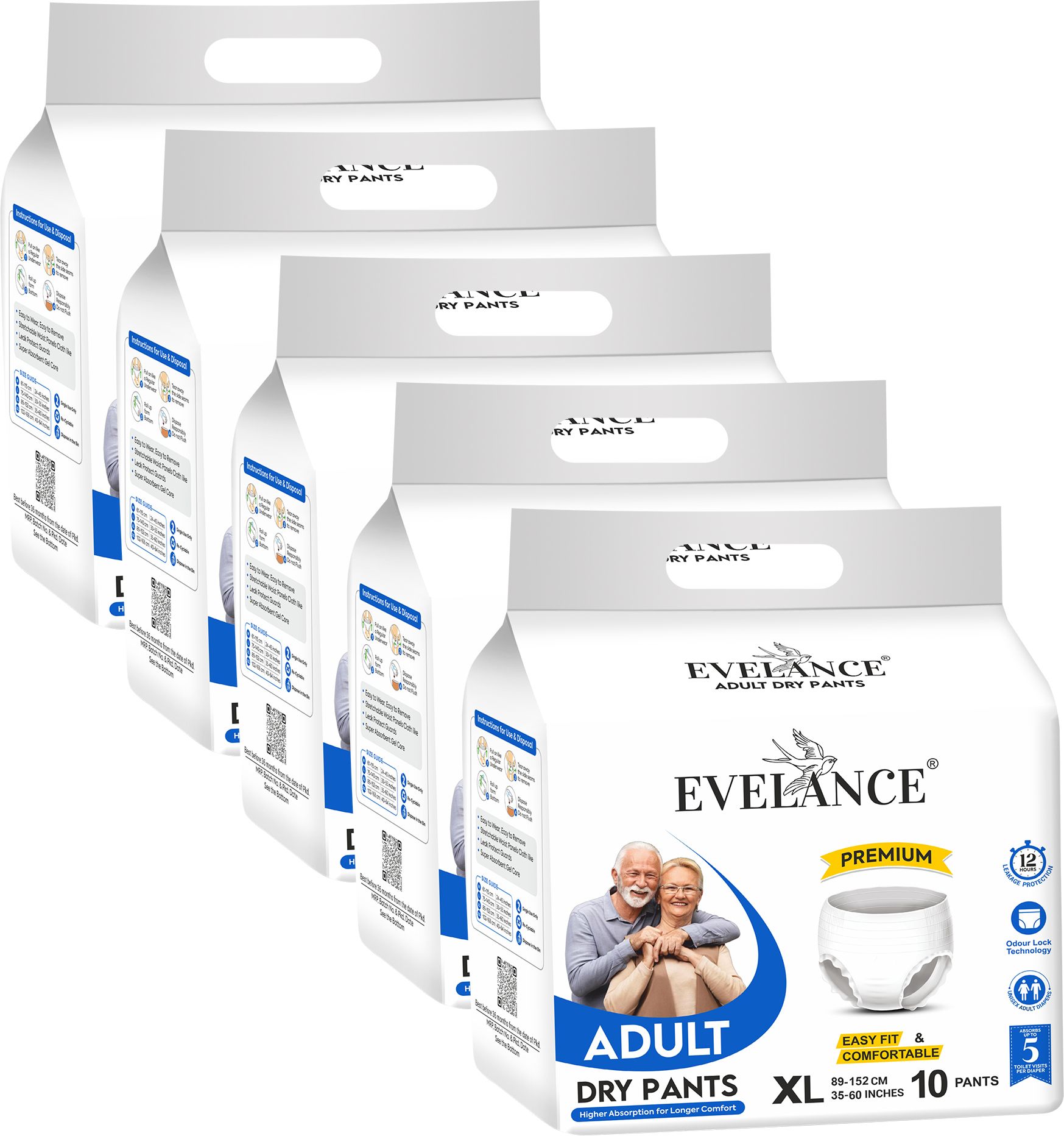 Extra Large Adult Diaper Pants Premium | Waist Size (35-60 Inches) Adult Diapers - XL