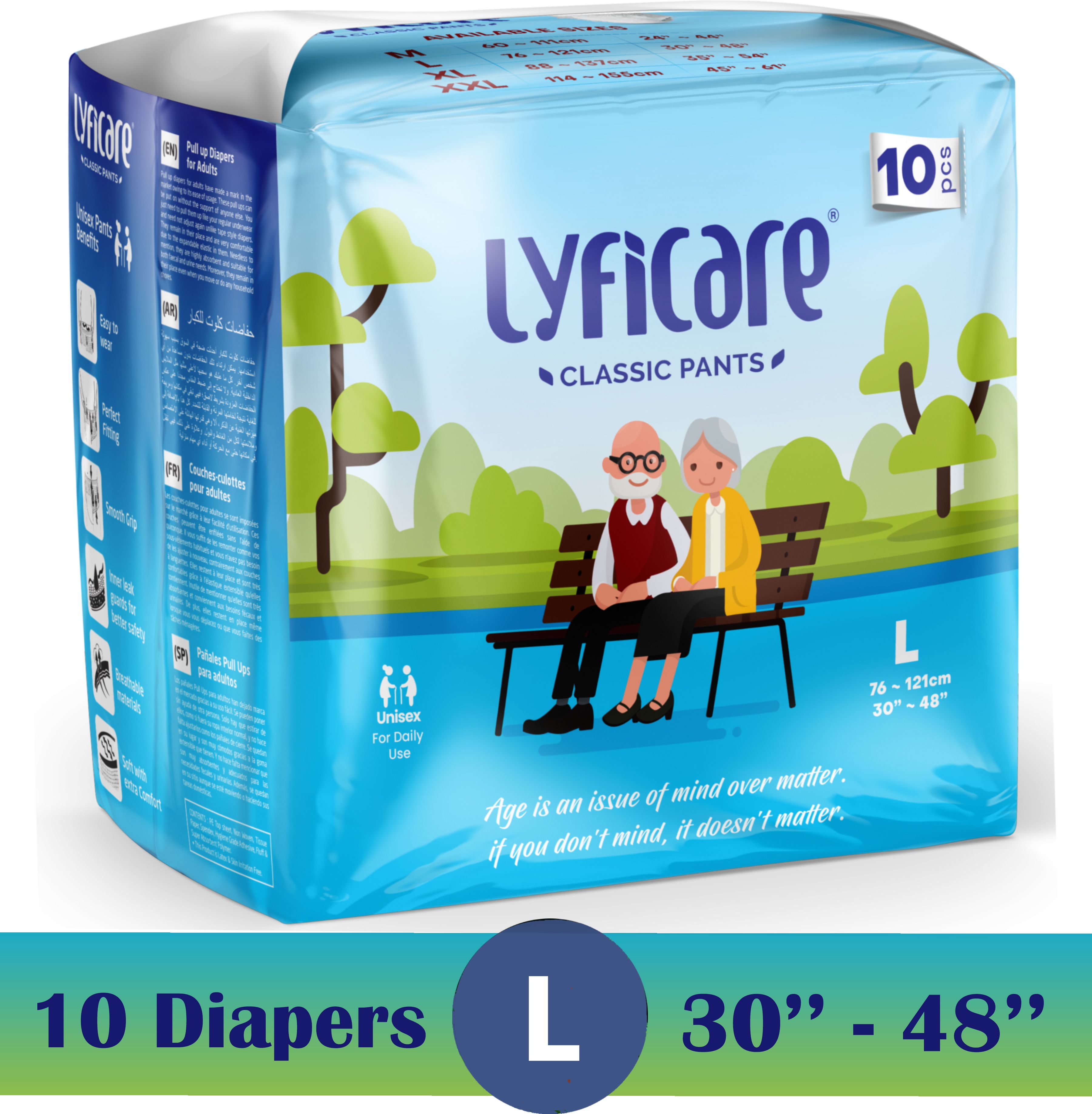 Classic Pants | Waist Size (30-48 Inch) Adult Diapers - L