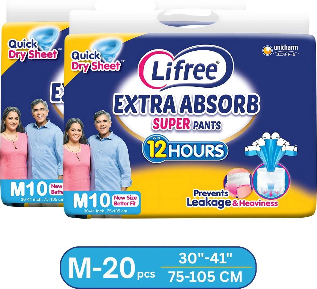 Extra Absorb Super Pants | Up to 12 Hours Absorbption | 75-105 CM / 30-41 Inch Adult Diapers - M-image-28