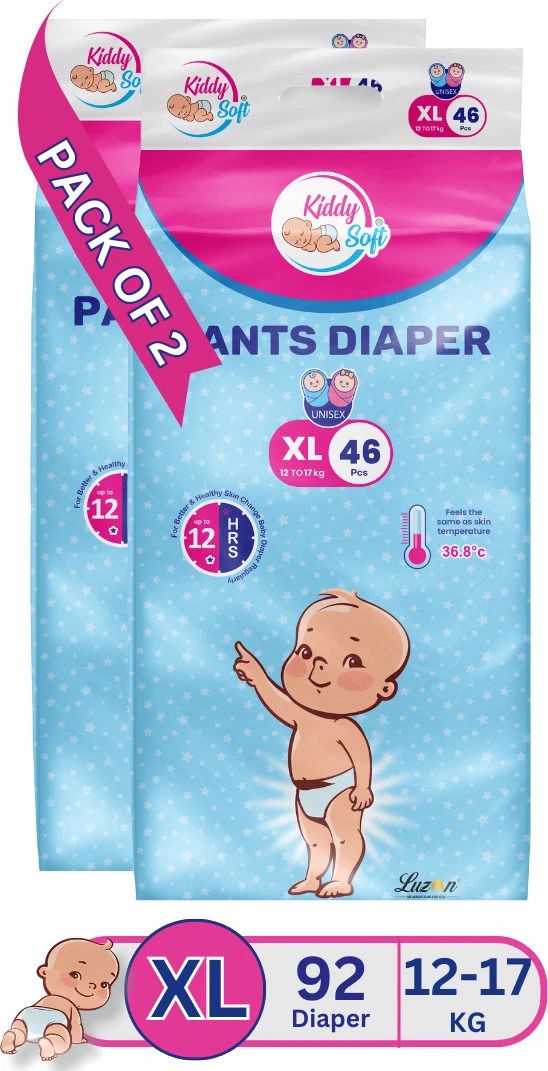 kiddysoft Baby Diaper Pants | Super Absorbent- Crisscross Top Layer | 12-17 KG | Pack of 2 - XL-picture-18