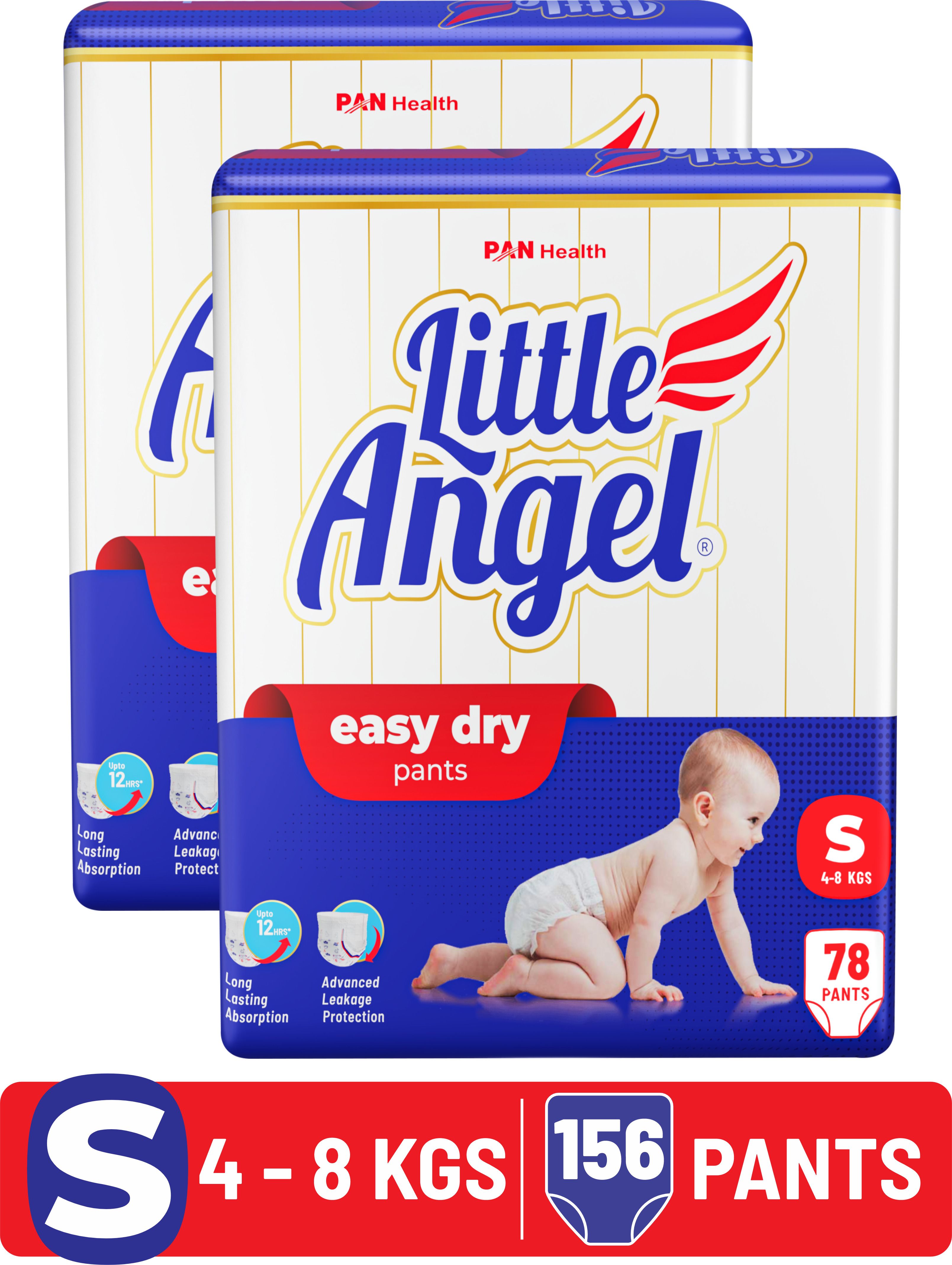 Easy Dry Diaper Pants with 12 hrs absorption 78 Count/Pack,Pack of 2,4-8 Kgs - S