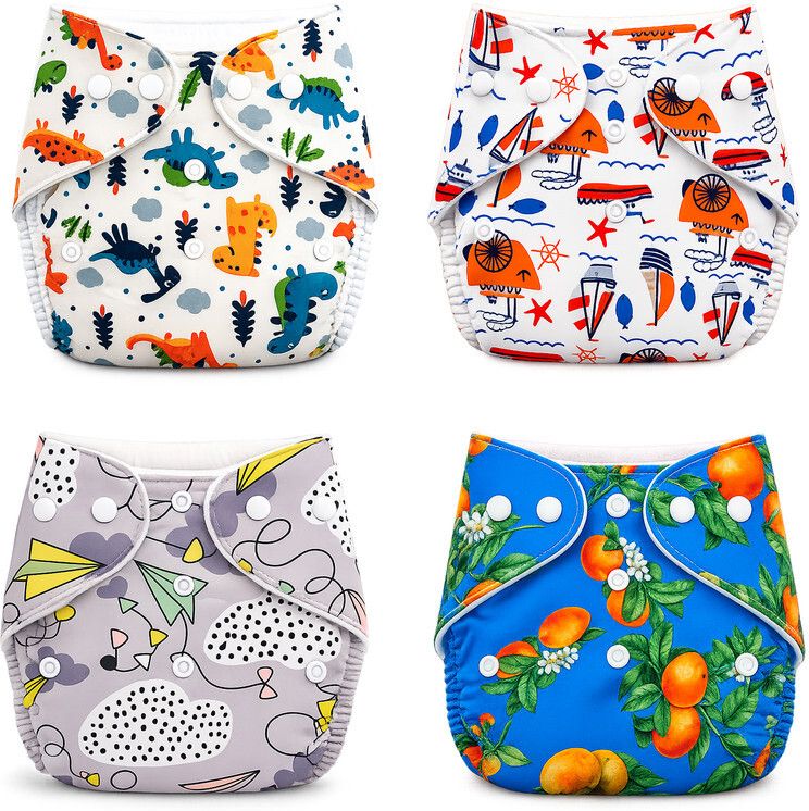 Baby Cloth Diapers 4 Pack Printed-image-1