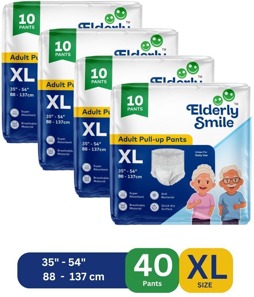 Super Absorbent Premium Pull Up Pants | Waist Size (35"-54") | Pack of 4 Adult Diapers - XL