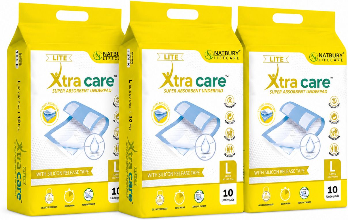 natbury Xtracare Lite Super Absorbent Underpad 60×90 cm | Disposable Bed Protector Adult Diapers - L-picture-47