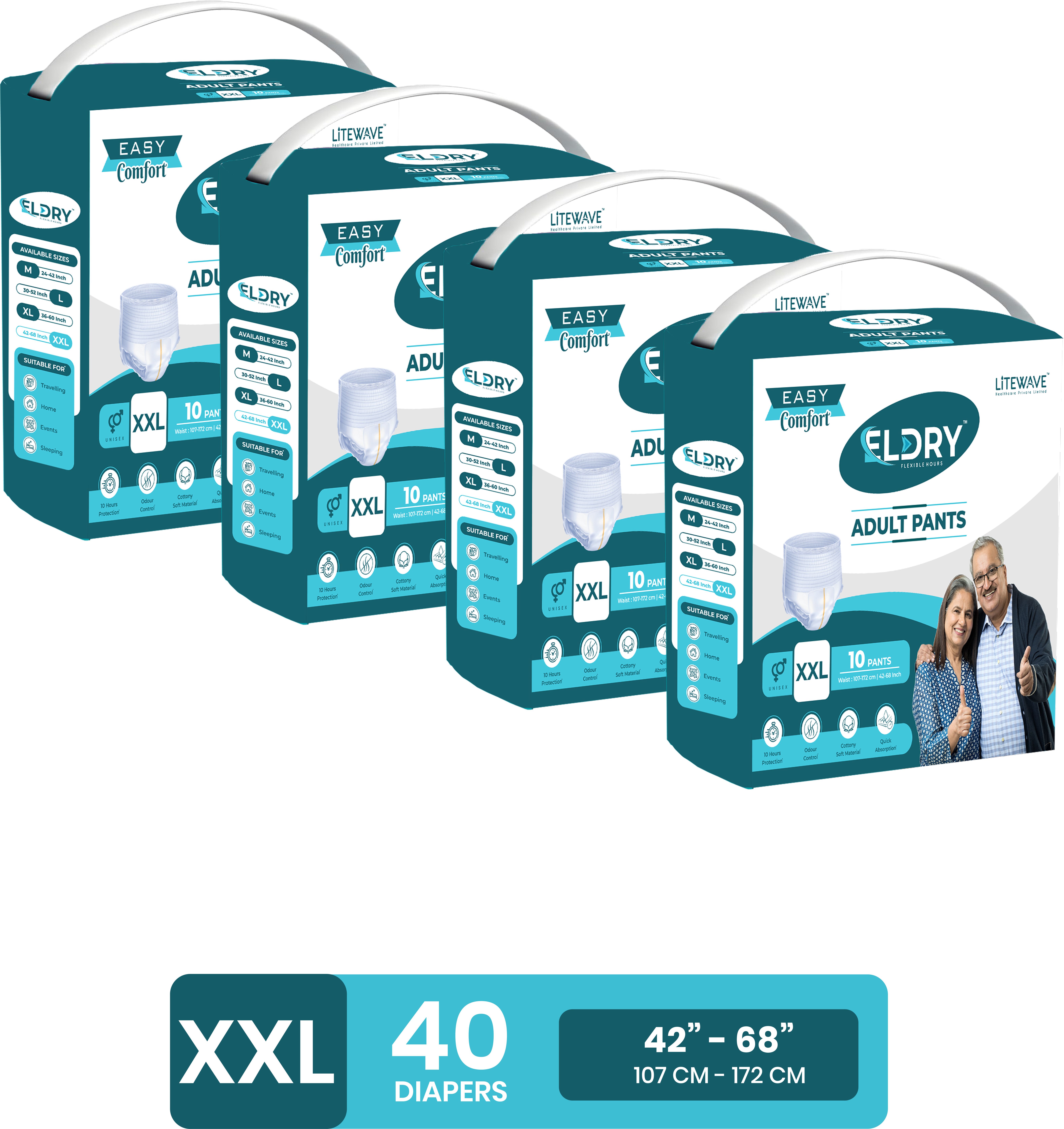 eldry Soft Unisex Adult Pant Diapers Waist Size (107-172 cm| 42-68 Inch)|XXL Adult Diapers - XXL-picture-16