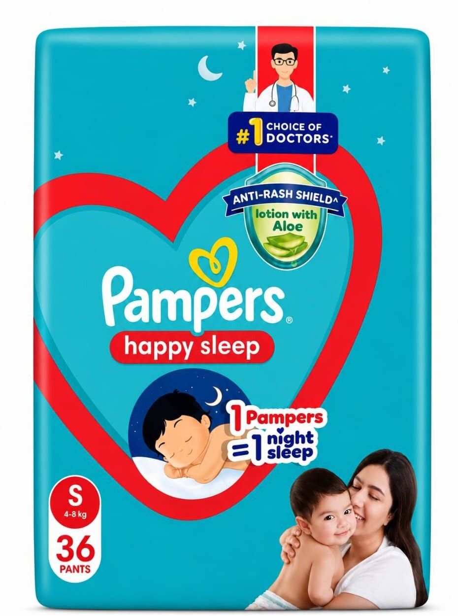 pampers Small size Anti-Rash Shield baby diaper, Lotion with Aloe Vera S-36 Pant Diapers - S-picture-8