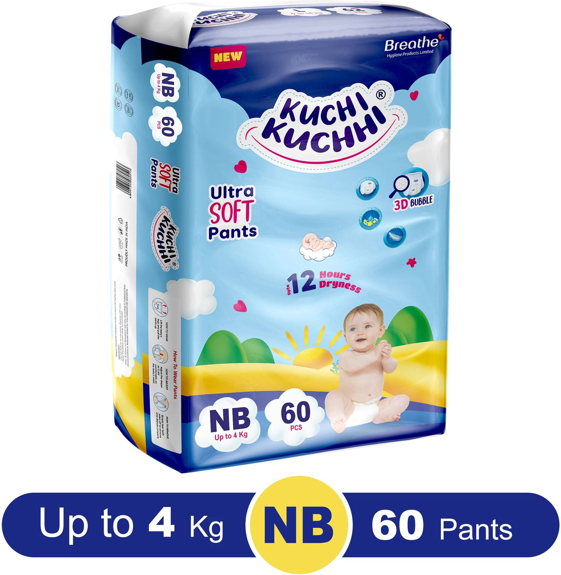 kuchi kuchhi Premium super soft baby diaper with a 3D bubble top. - XS-picture-14
