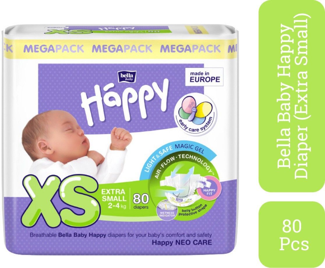 Baby Happy XS (Extra Small) 2-4 Kg 80Pcs Diapers - XS-image-34