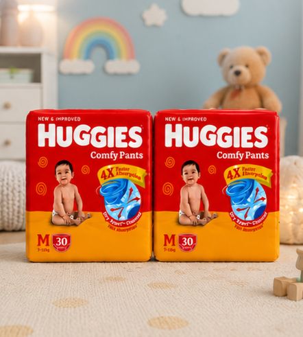 Comfy Pants Pack of 2 Medium Baby Diapers 30 Each Total 60| Pant Diapers - M-image-1