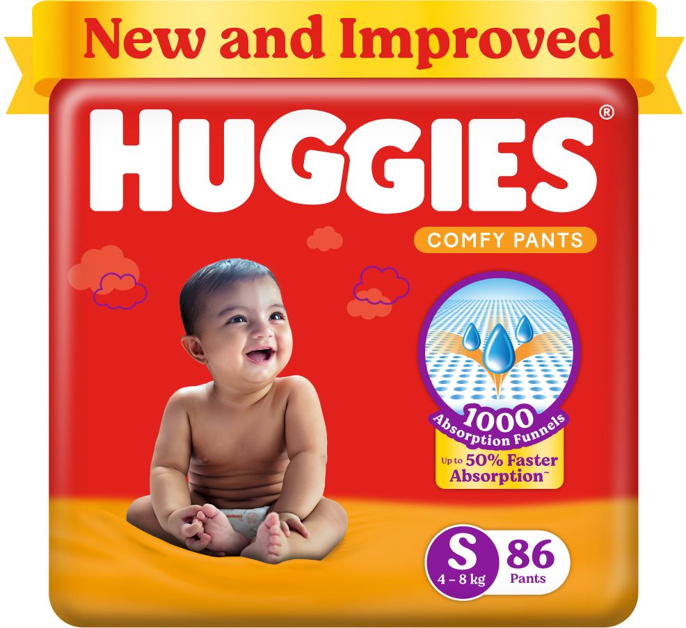 Comfy Baby Diaper Pants, Upto 50% Faster Absorption - S