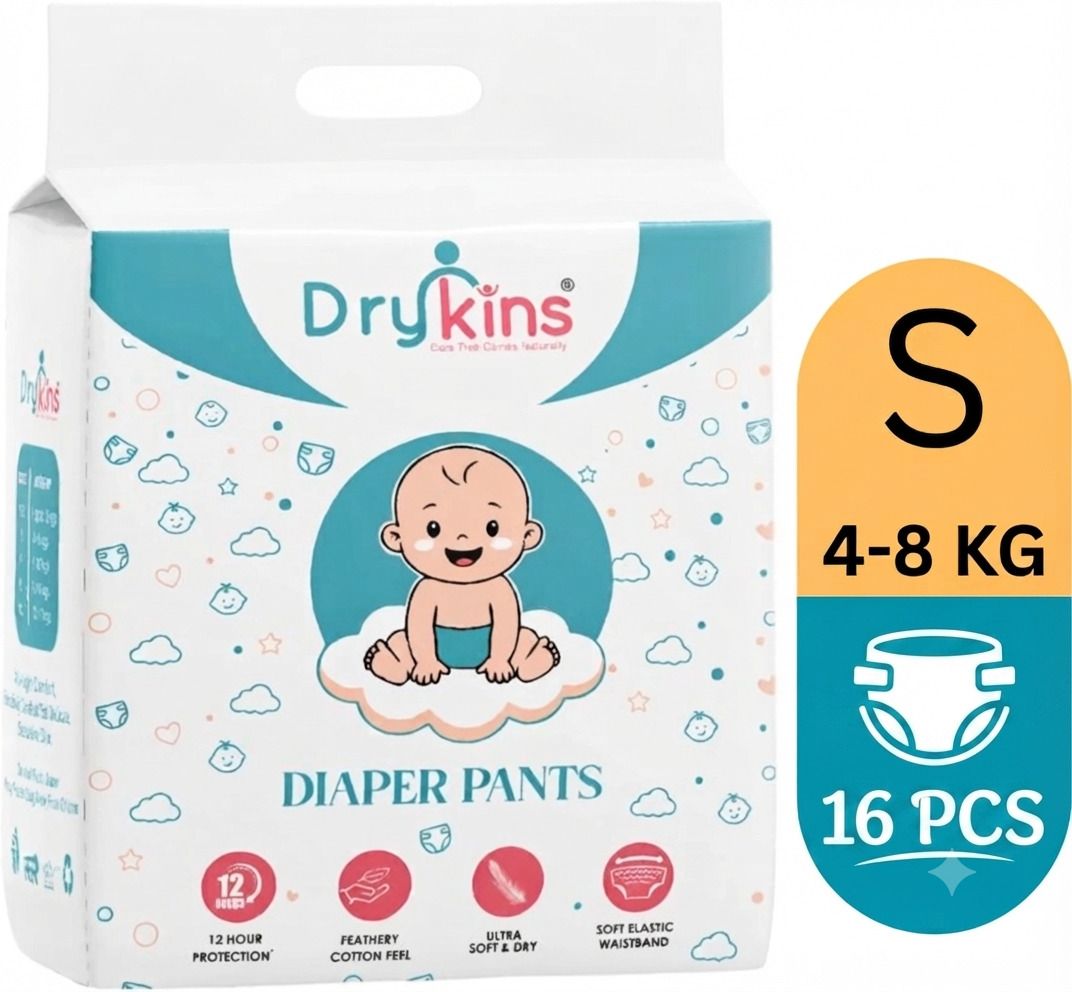 drykins Baby Diaper Pants S M L XL Ultra Soft Cotton Feel with 12 Hour Protection Pant Diapers - S-picture-0