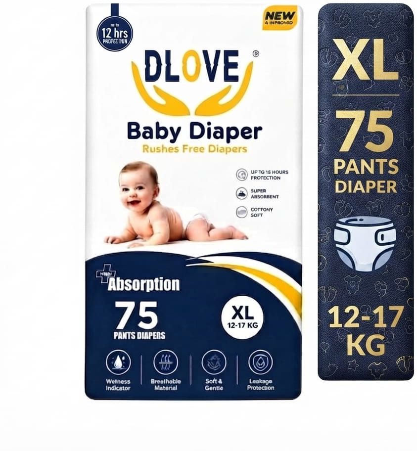 dlove 12 Hours Protection Baby Diapers S SIZE, M SIZE, L SIZE AND XL SIZE Pant Diapers - XL-picture-37