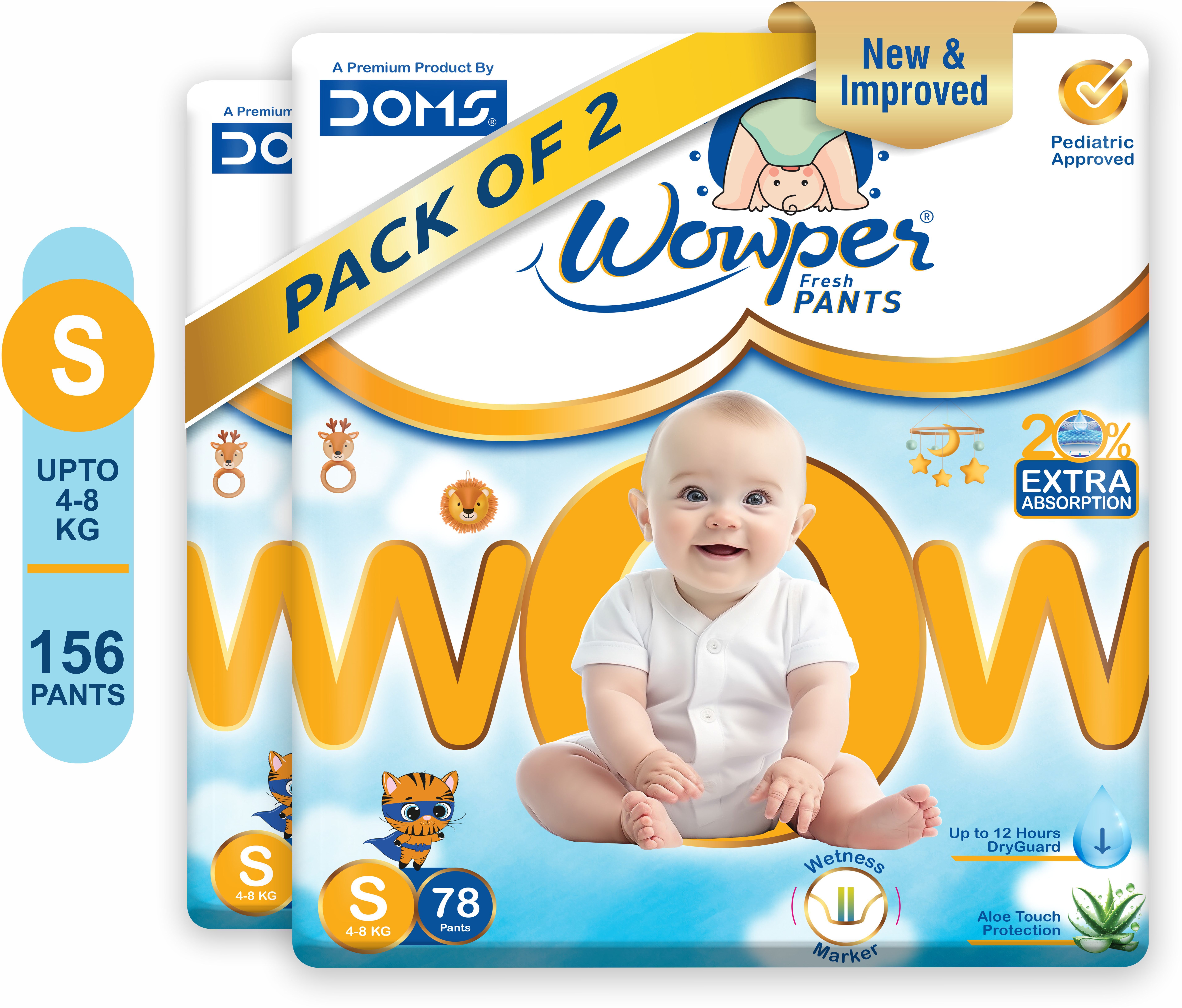 wowper Fresh Baby Diapers Pants by Doms| Wetness Indicator|Upto 12Hrs Absorb | 4-8 Kg - S-picture-18