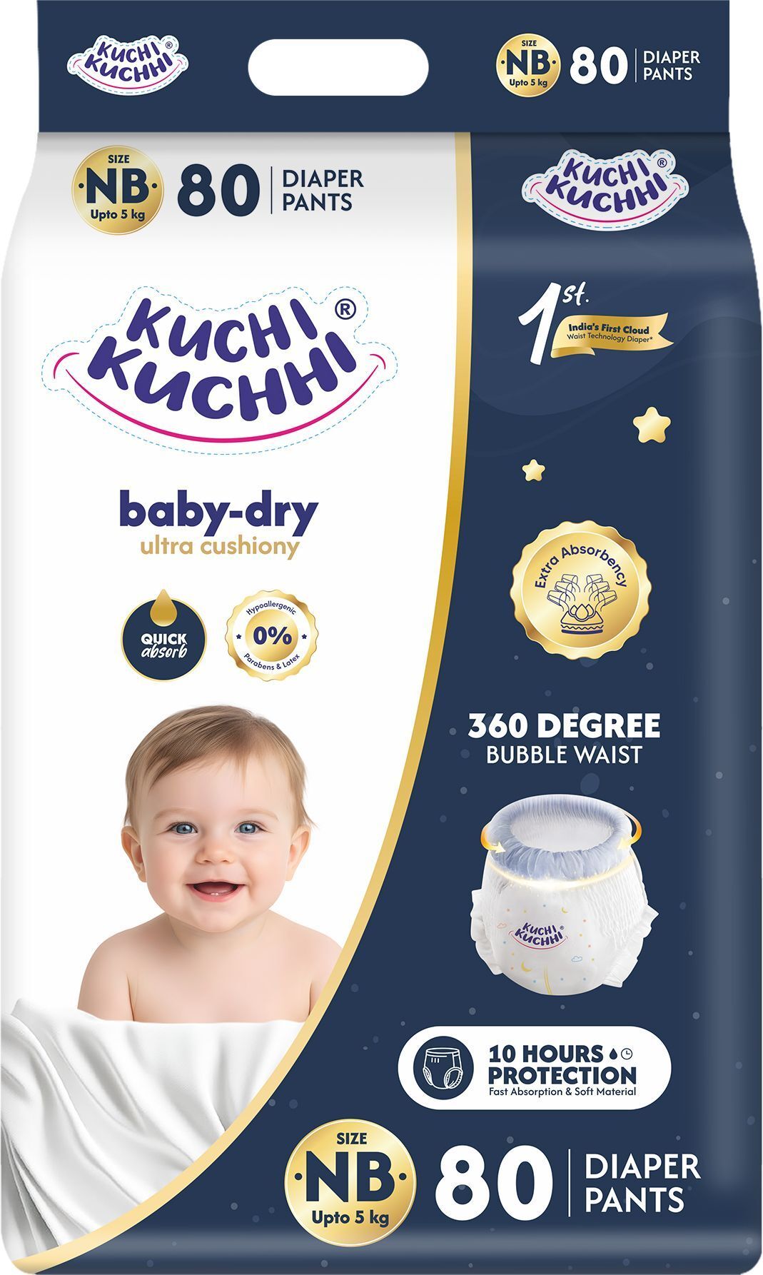 kuchi kuchhi Baby Diapers NB-80 | Breathable, Soft & Leak-Proof | Comfortable Fit for Babies - New Born-picture-24