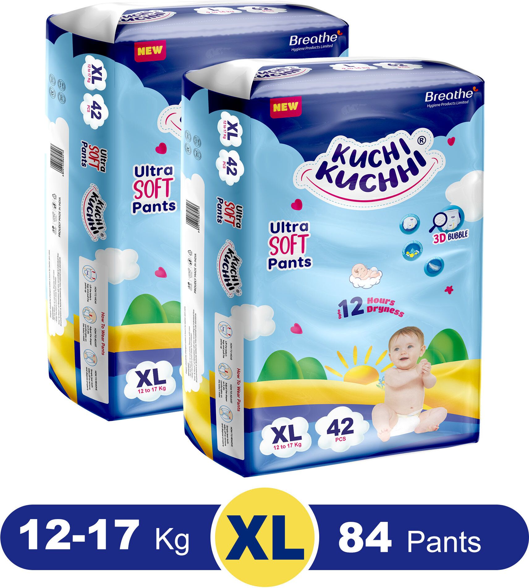 kuchi kuchhi Premium Ultra soft baby diaper with a 3D bubble top - XL-picture-16