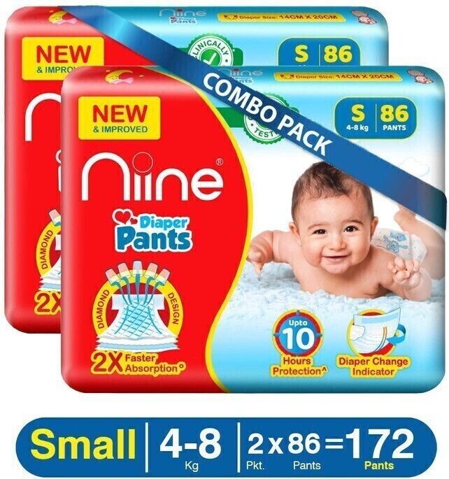 niine Cottony Soft Baby Diaper Pants with Indicator for Overnight Protection 172 Count - S-picture-26