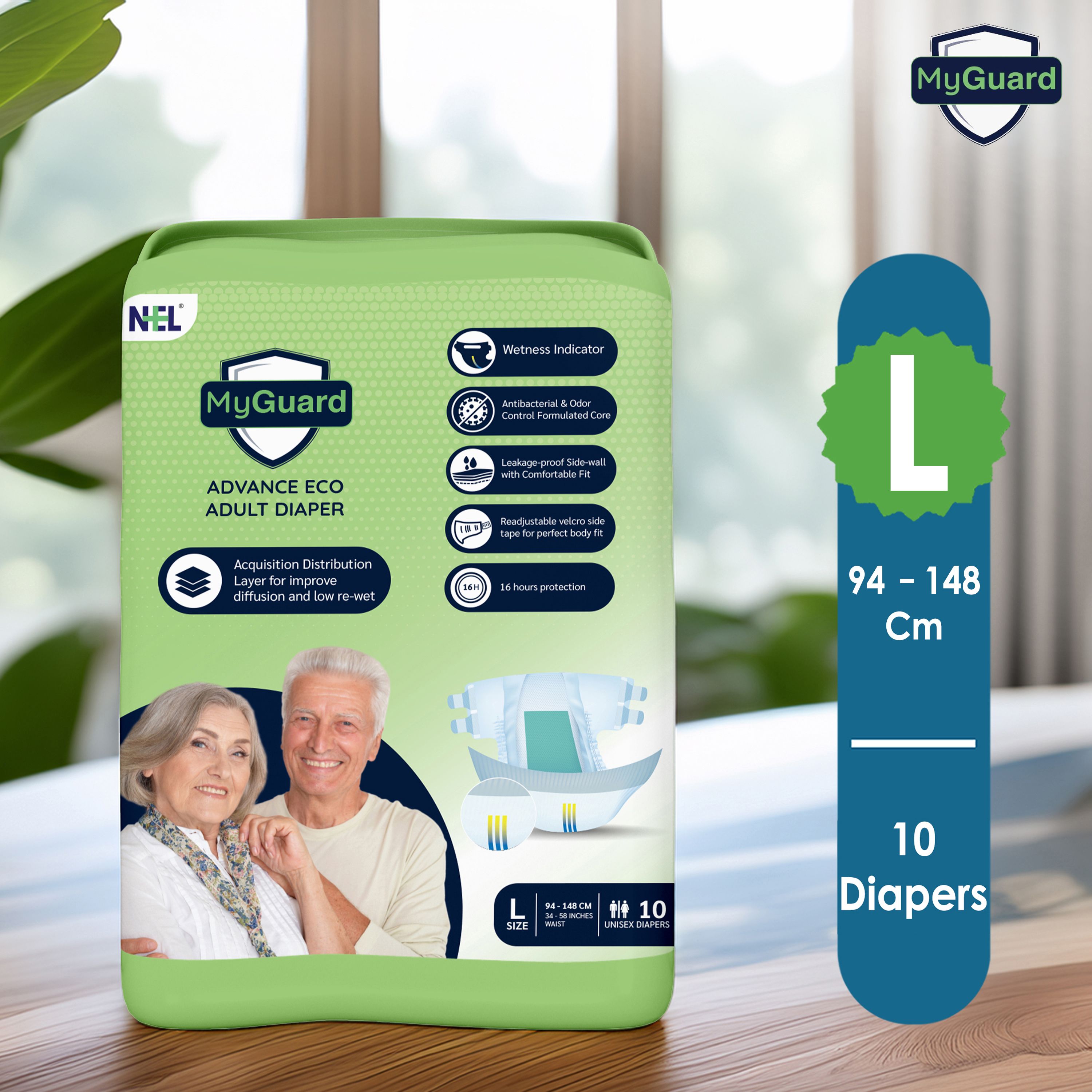 myguard Eco Adult Open Tape Diaper | Large | Wetness Indicator | Leak Guard | Pack of 1 Adult Diapers - L-picture-10
