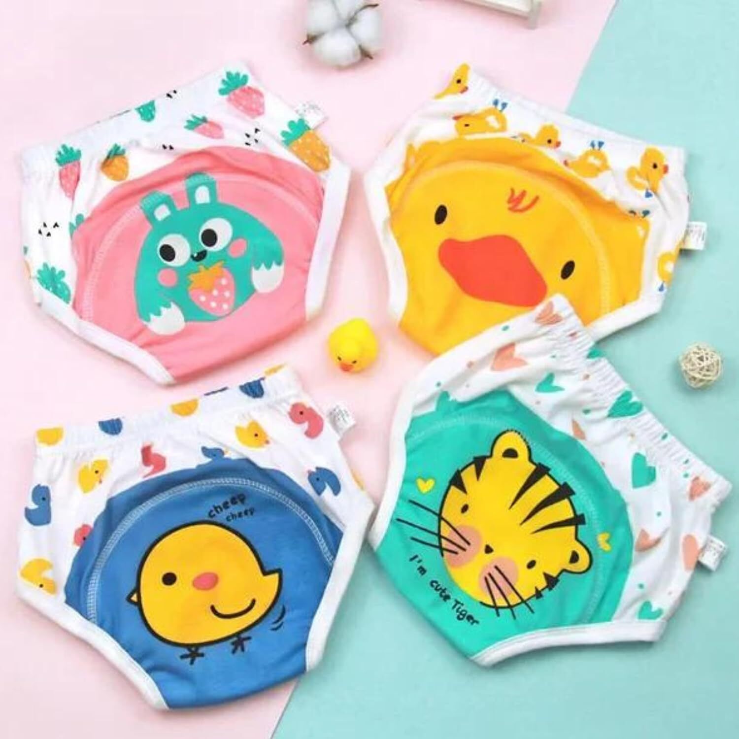 my baby love a perfect care Cute Animal Print Cotton Baby Reusable Diapers for Toddlers (Medium, Pack of 4)-picture-14