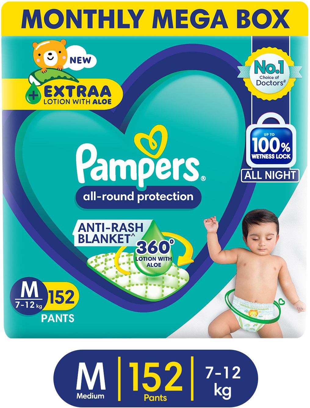 pampers All Round Protection Diaper Pants, Anti Rash Blanket, Lotion with Aloe - M-picture-37