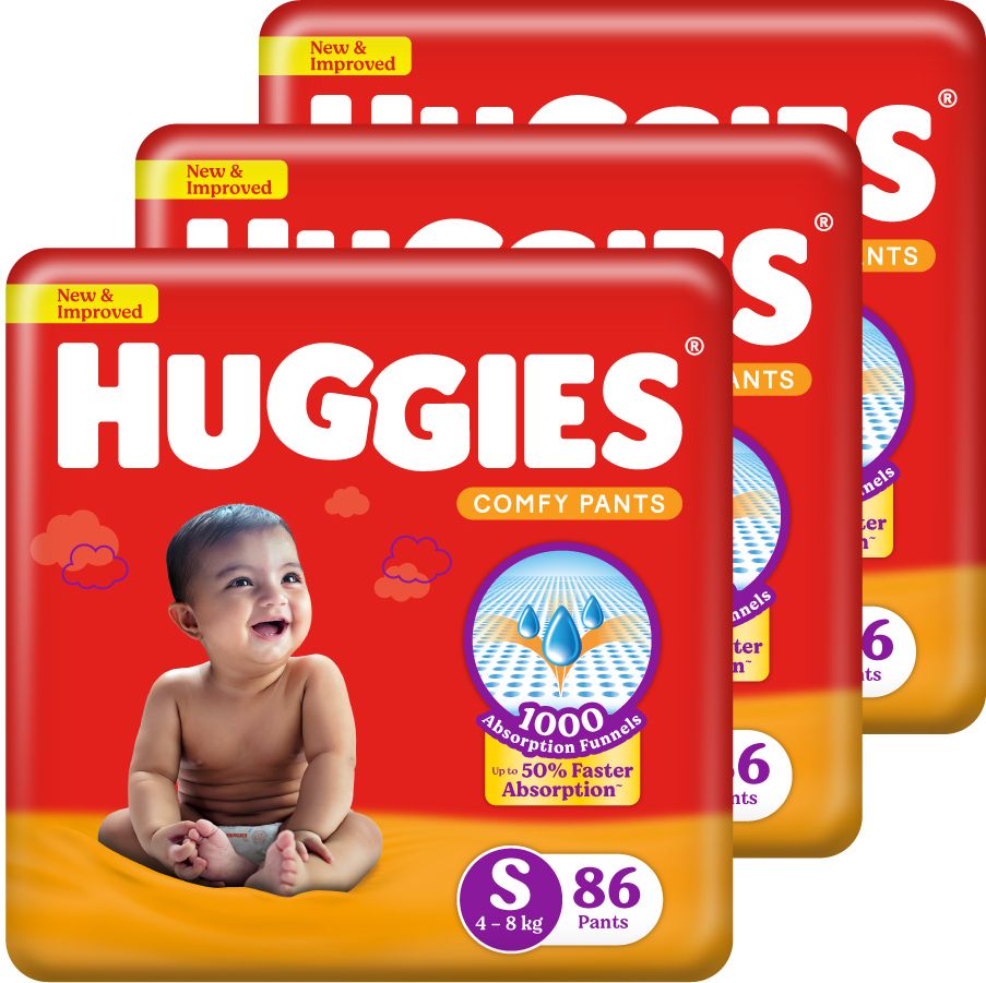 Comfy Baby Diaper Pants, Upto 50% Faster Absorption (86 X 3) - S-image-34