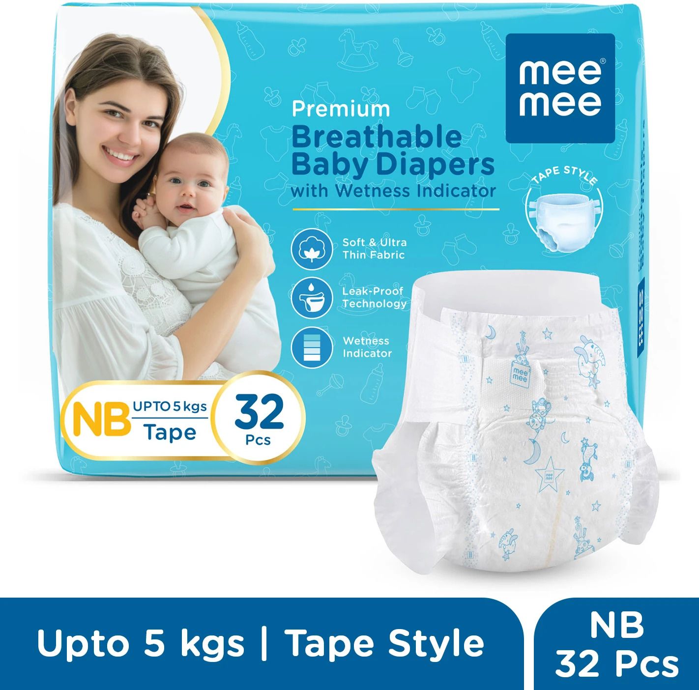Baby Diaper Tape, Wetness Indicator, Leakage Protection, High Absorb Technology - New Born-image-36