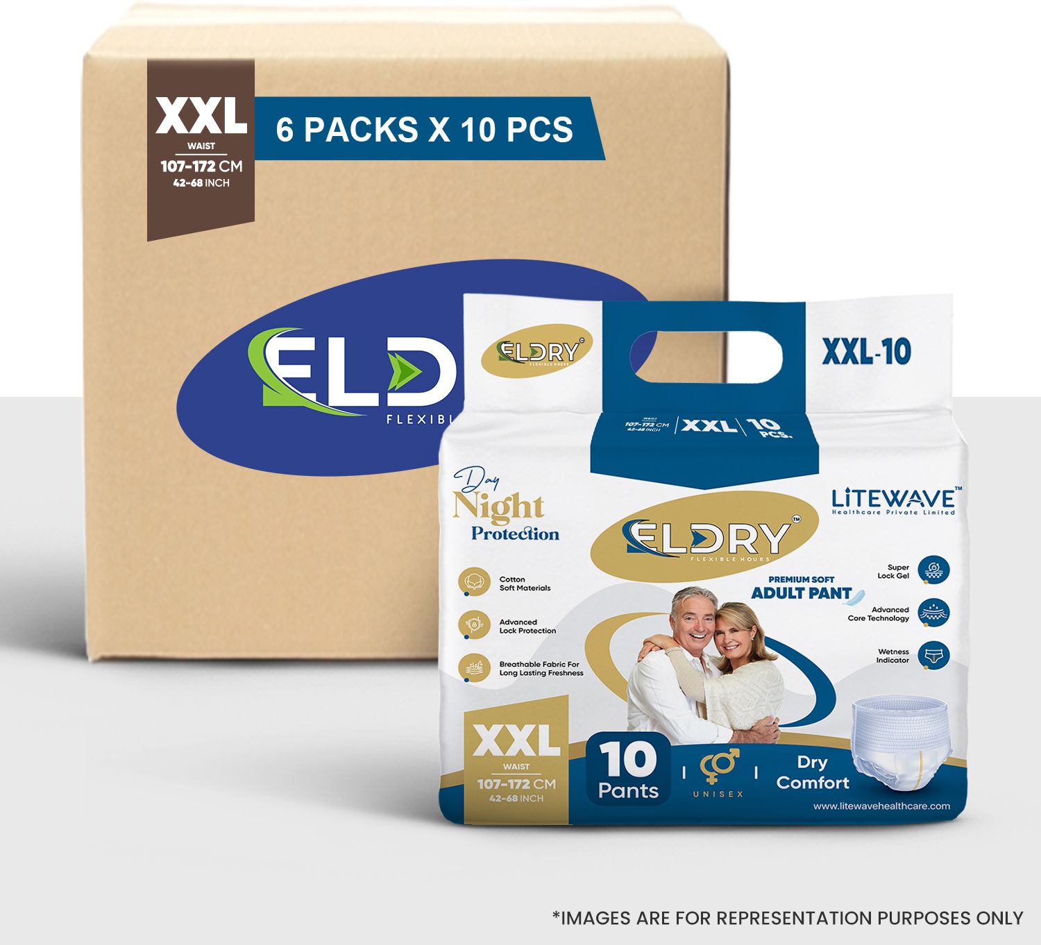 eldry Unisex | Premium Soft Adult Pant Style Diapers | XXL | (Pack of 6) Adult Diapers - XXL-picture-19