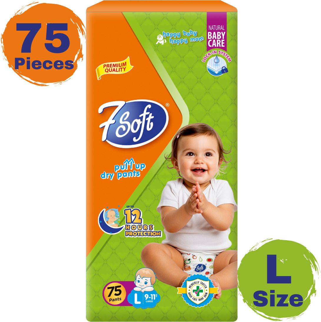 Baby Diaper Pants L Size 75 Pieces 12H Leak Proof Dry Pants Pant Diapers - L-image-40
