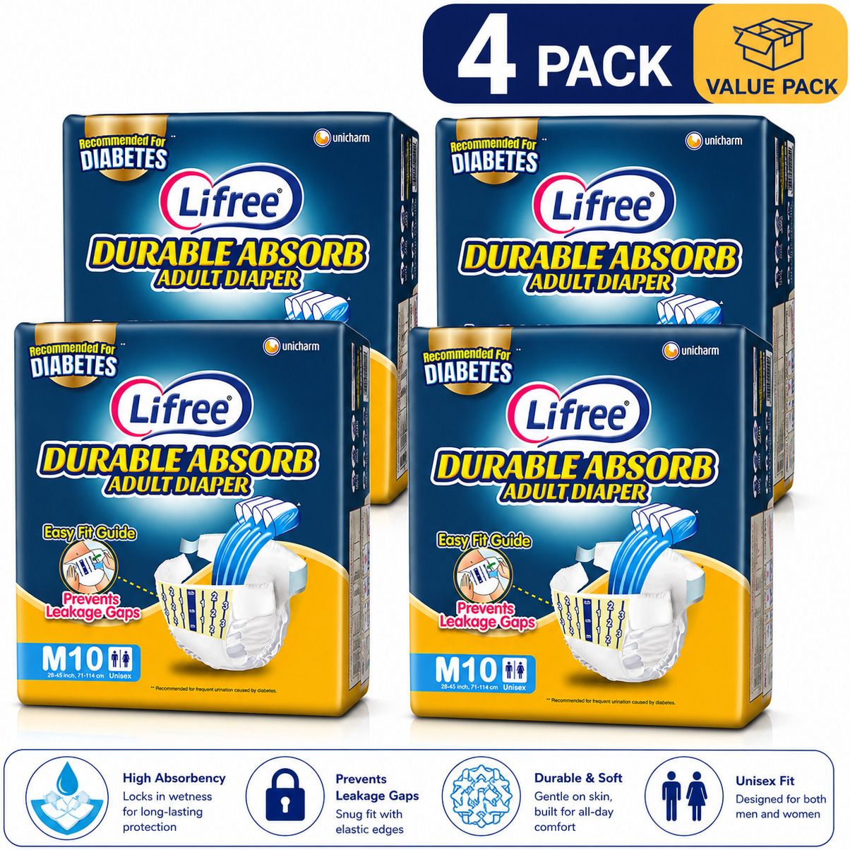 TAPEADULTDIAPERM10(PACK OF 4) Adult Diapers - M-image-5