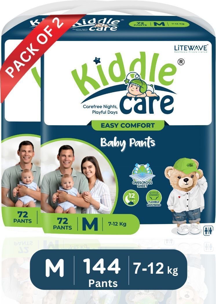 kiddle care Easy Comfort Baby Diaper Pants | Medium (M) | 7-12 Kg | Pack of 2 - M-picture-41