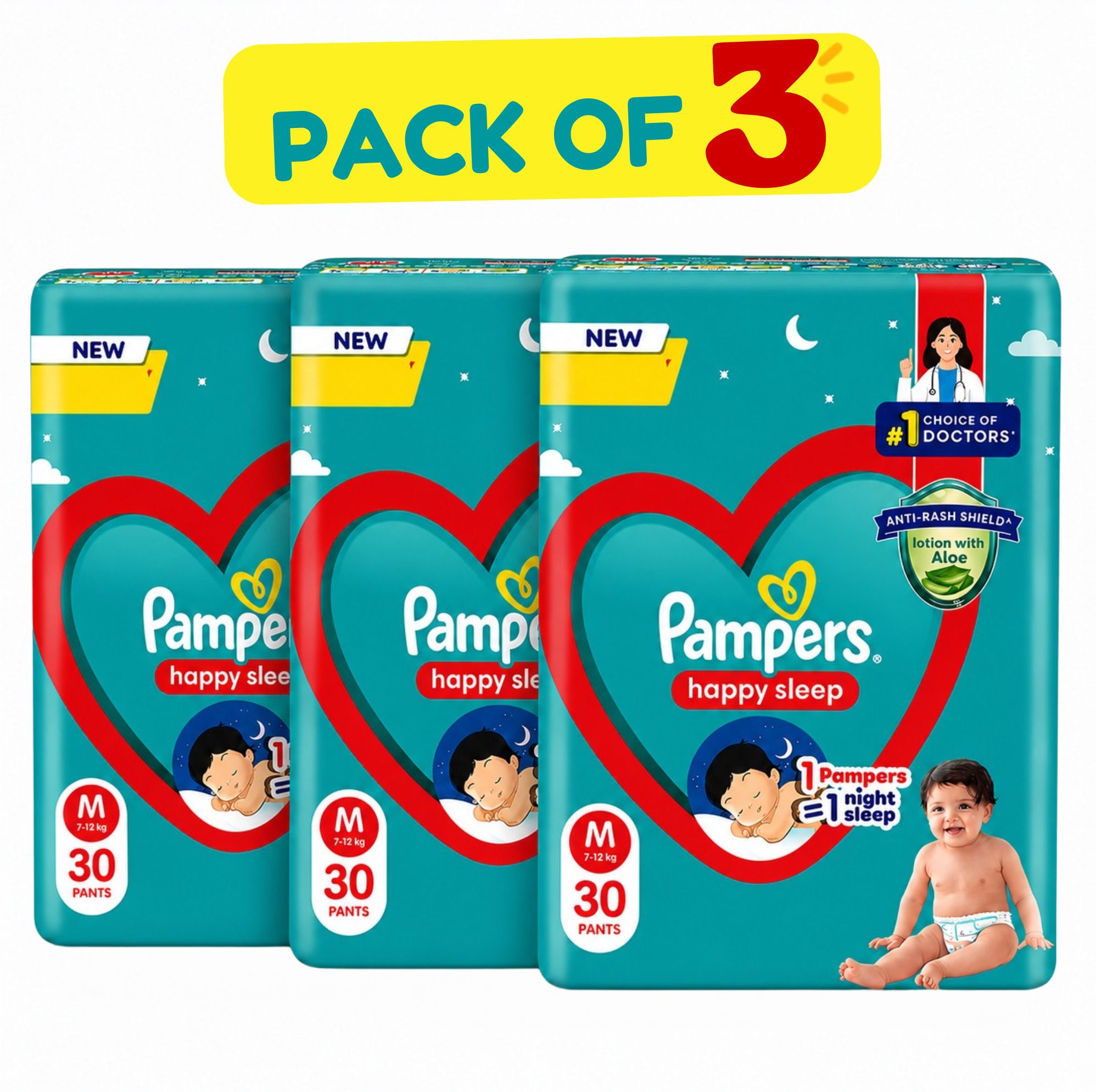 pampers Happy Sleep M30 Pack of 3 Pant Diapers - M-picture-18