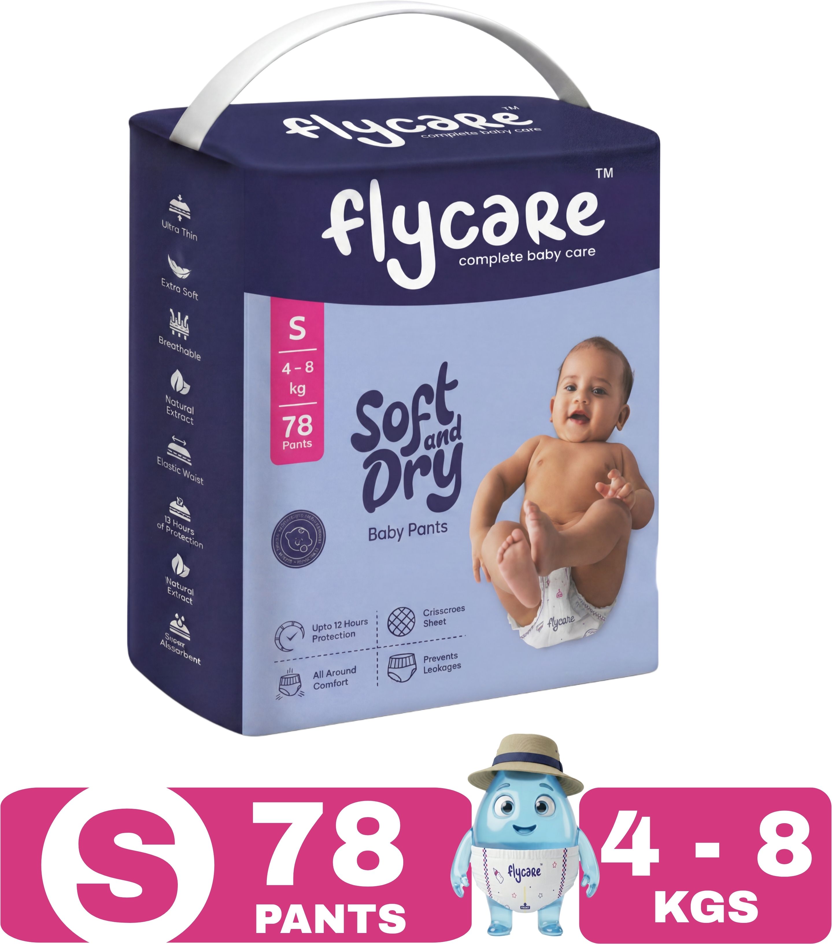 Soft and Dry Baby Pants With Double Leak Guard, Small Size, 4 - 8 Kg, Pack of 1 Pant Diapers - S-image-45