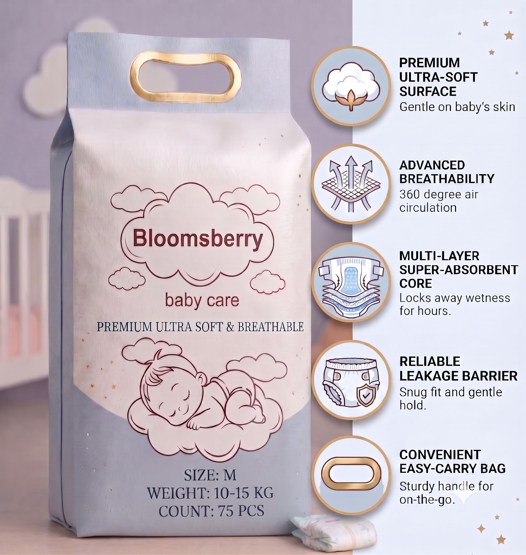 Premium Ultra Soft & Breathable Tape Diapers - M-image-15