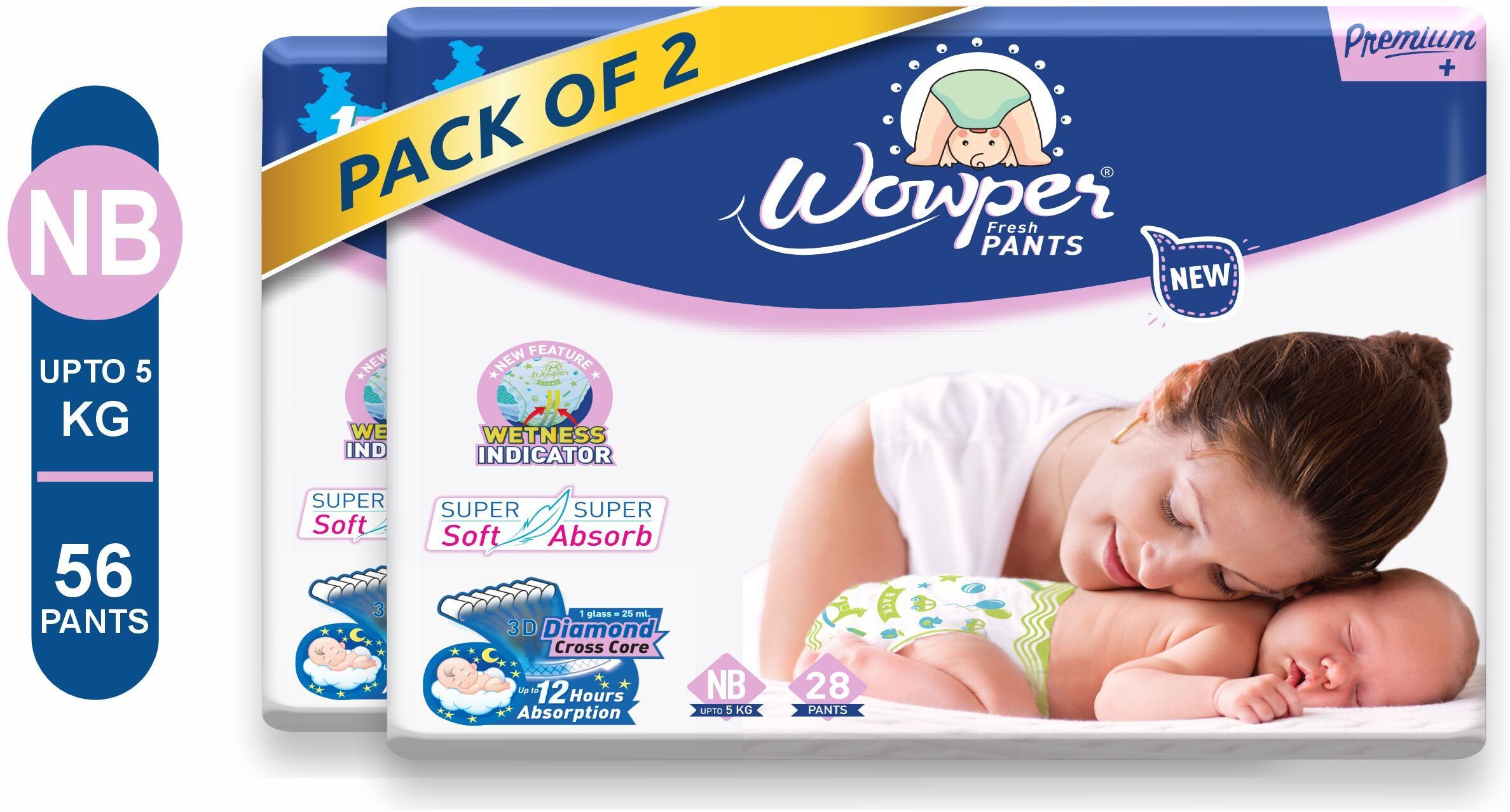 wowper Fresh Baby Diapers Pants by Doms| Upto 12 Hrs Absorbtion | 0-5 Kg - New Born-picture-23