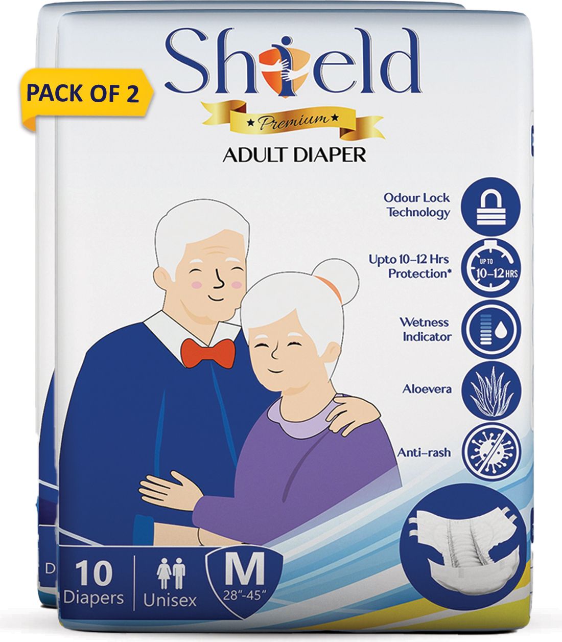 Premium Tape Style | Pack of 2 | Adult Diapers - M