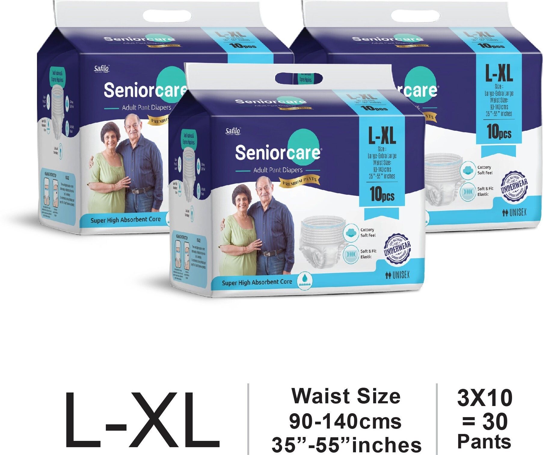Adult Pull Up Diaper Pants(Waist Size (90-140 Cm | 35 -55 Inch) (10*2 Pcs) Adult Diapers - L - XL-image-11