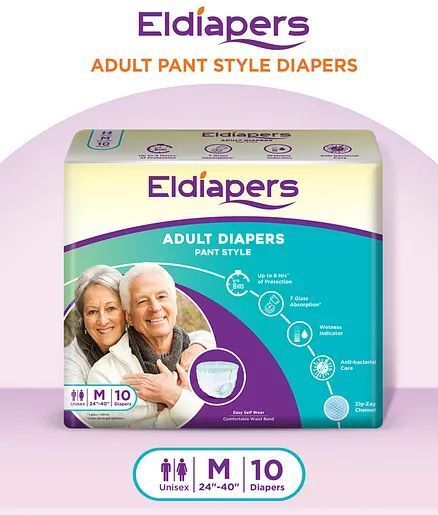 babyhug Eldiapers Pant Style Pull-up Diapers Medium- 10 Pieces Adult Diapers - M Pant Diapers - M-picture-10