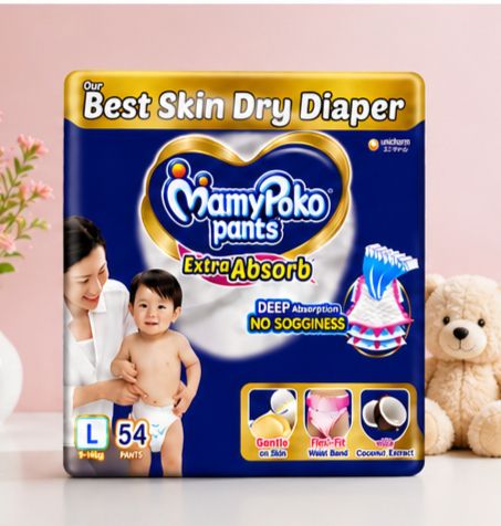 Skin Care Baby Diaper Pants L 54 Comfortable Extra Absorb Dry Feel Pant Diapers - New Born-image-28