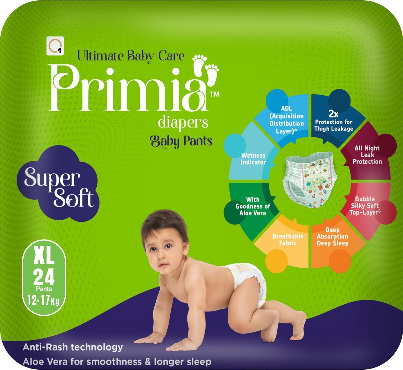 Diaper with Aloe Vera & Anti - Rash Technology I Up to 12 Hours I 12- 17 kg I Pant Diapers - XL-image-7