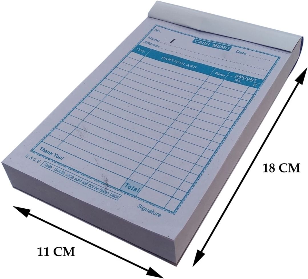 Cash Memo BILL BOOK 100 +100 CARBON Pages ( 18X11 CM ) A5 Cash Memo Unruled 200 Pages