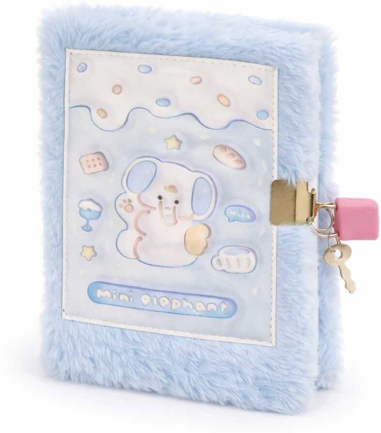 Premium A6 Fur Diary with Lock–Cute Plush Notebook for Girls A6 Diary Ruled 80 Pages-image-3