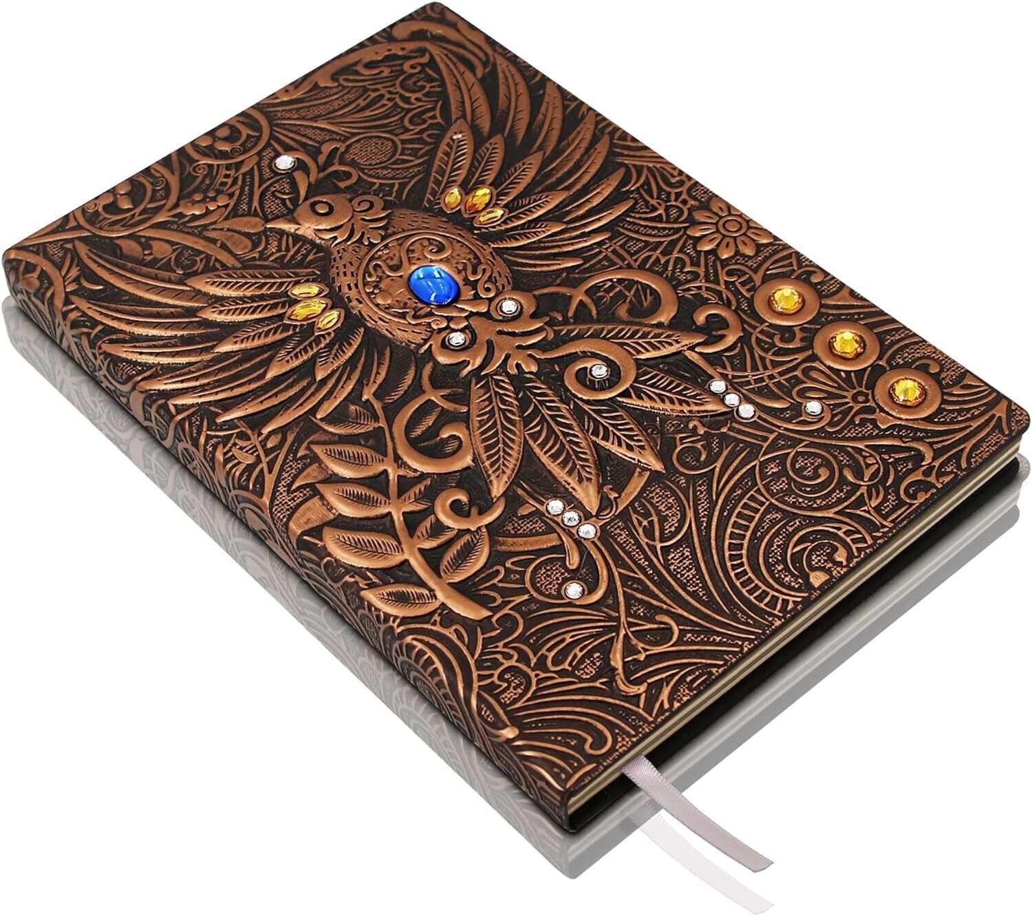 3D Phoenix DND Vintage Leather Antique Handmade Leather A5 Diary Ruled 200 Pages-image-42