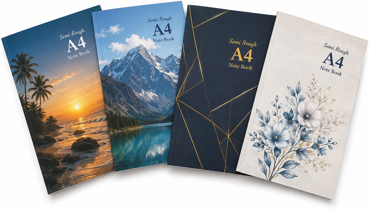 Semi Rough A4 Size Notebook Soft Cover | Ruled Notebook for School, College A4 Notebook ruled 340 Pages-image-21