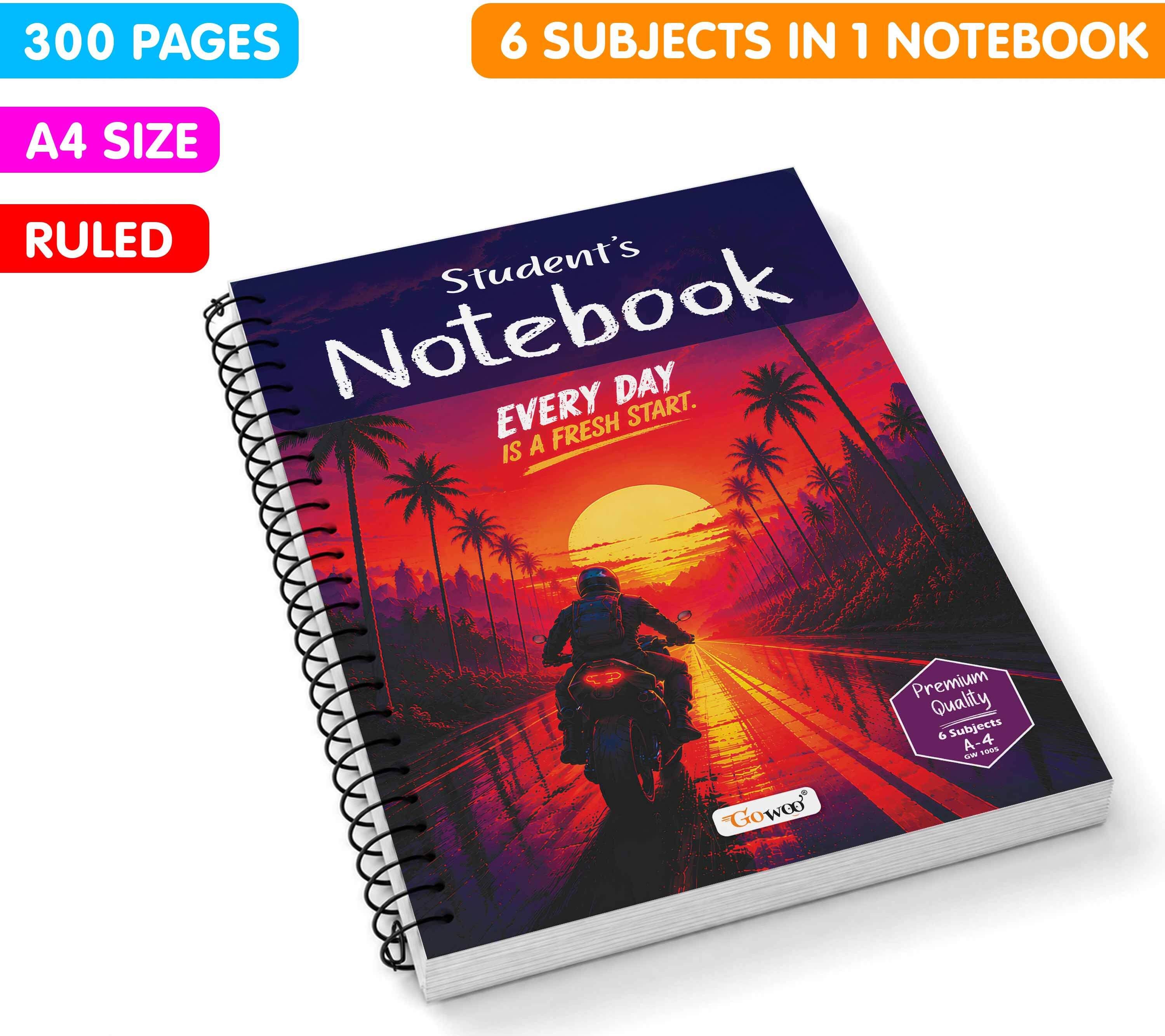 A4 Size Sunset Ride Spiral Notebook | Durable Lined Notebook for Writing A4 Notebook Ruled 300 Pages-image-16