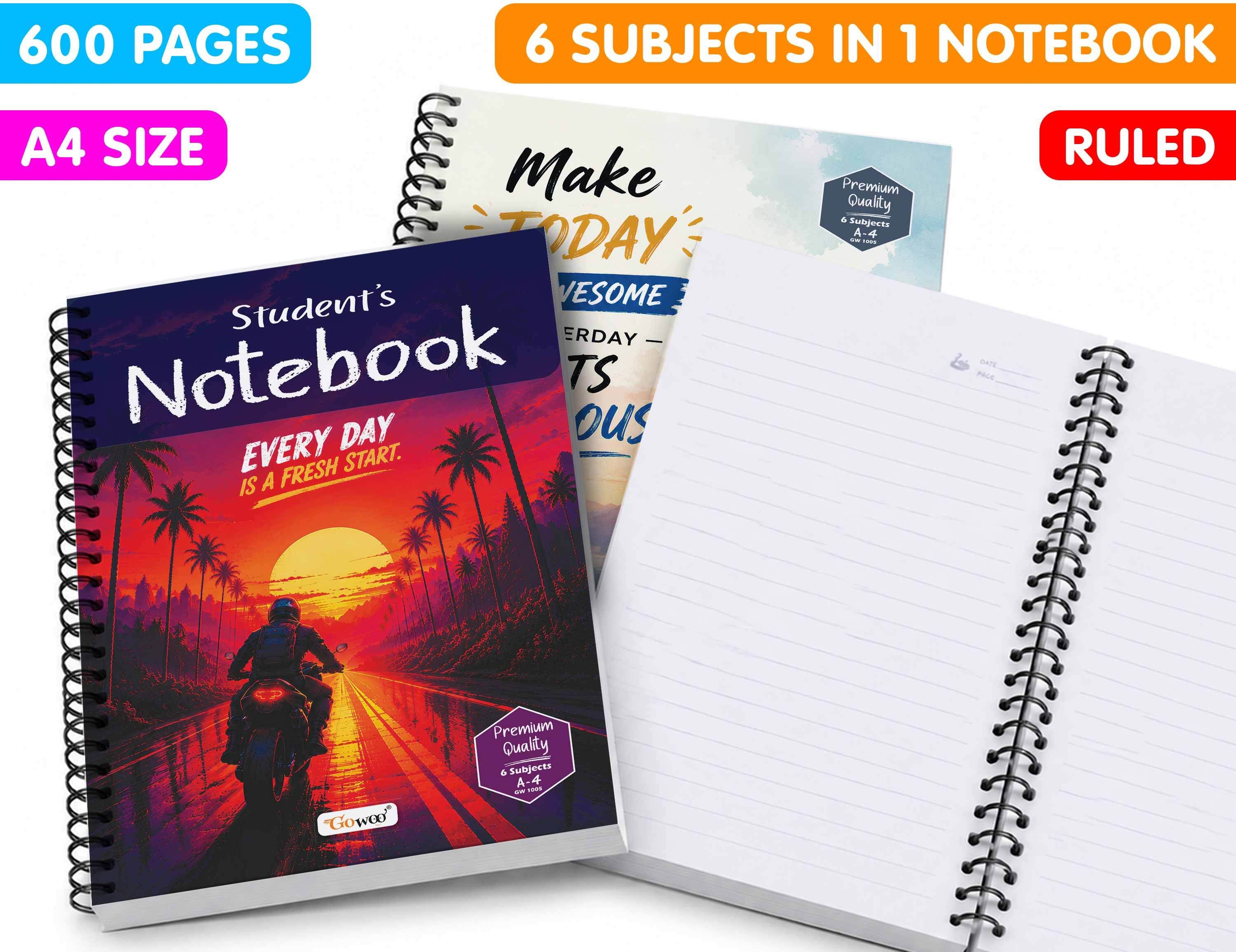 go woo A4 Size School Notebook Ruled || Set of 2 || 2x300 Pages || Student Writing Use A4 Notebook Ruled 600 Pages-picture-23