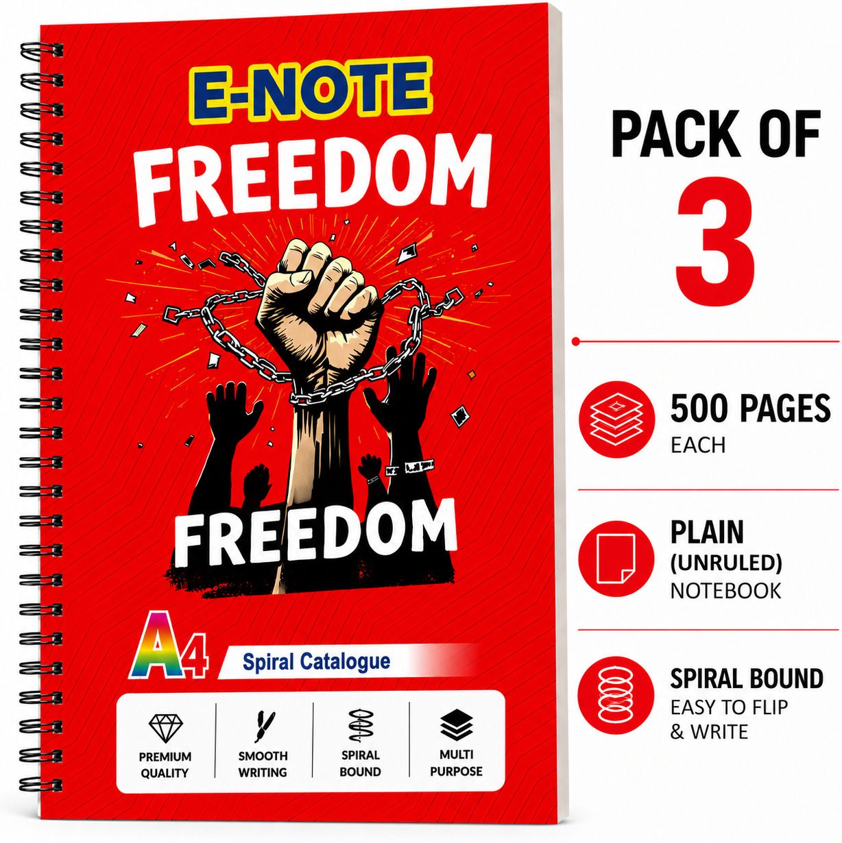 Spiral A4 Notebook Plain (Unruled) 500 Pages-image-0
