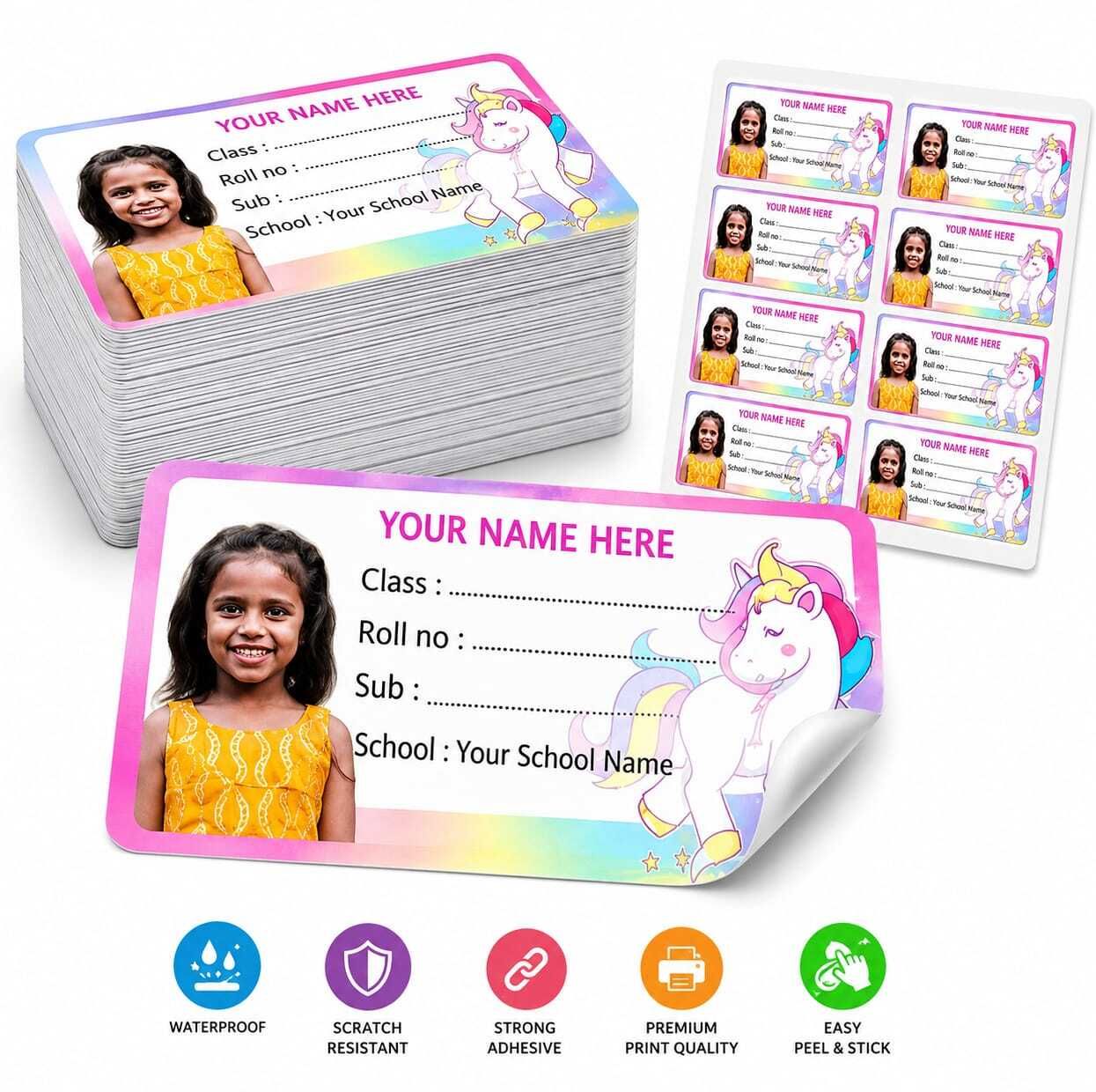 my gift bazar 6 cm Personalized School ID Name Labels Stickers for Kids Waterproof Removable Sticker-picture-11