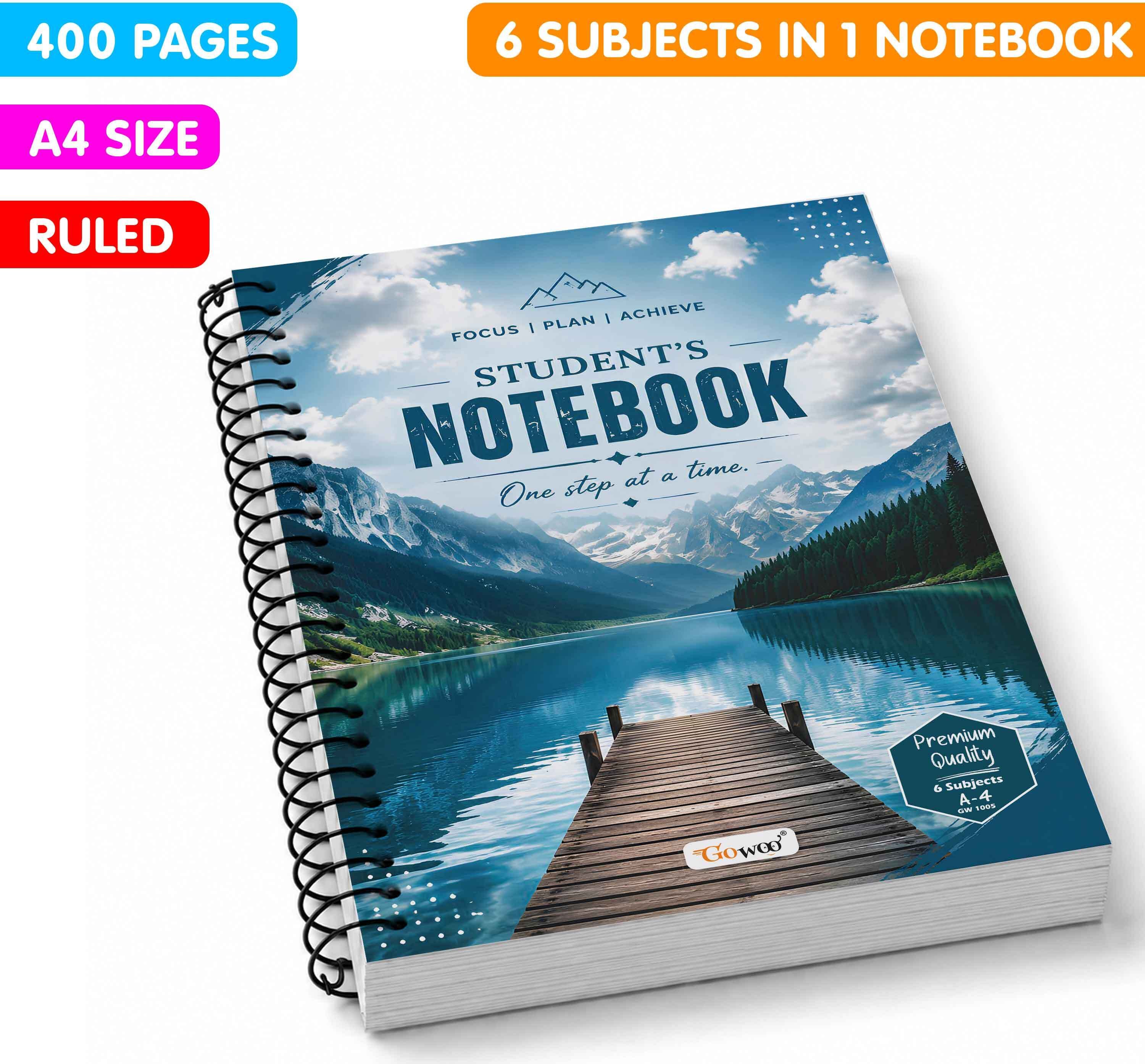 go woo A4 Size Peaceful Nature Spiral Notebook | Calming Nature Design Notebook A4 Notebook Ruled 400 Pages-picture-14