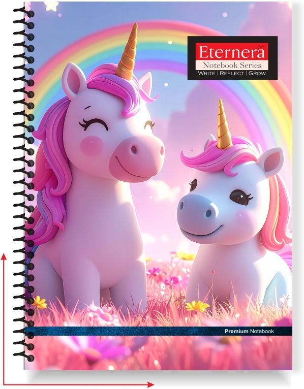 eternera Premium Unicorn A5 Spiral Notebook (140 x 215 mm) | Hybrid Matte/Gloss/UV Cover A5 Notebook Single Rule 160 Pages-picture-0